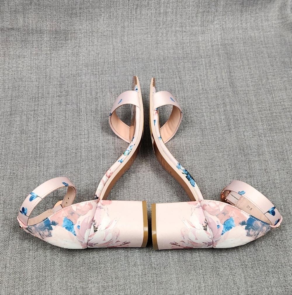 Ted Baker Manyah Pink Floral Print Block Heeled Sandals. 7 - Picture 8 of 12